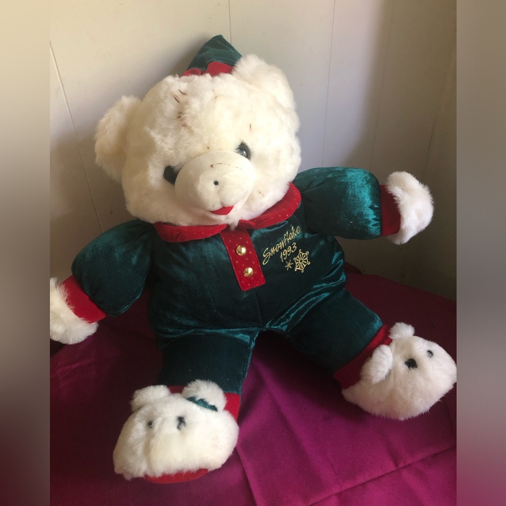 Teddy Bear Christmas Snowflake Tb Trading  Stuffed Animal Plush Toy 1993